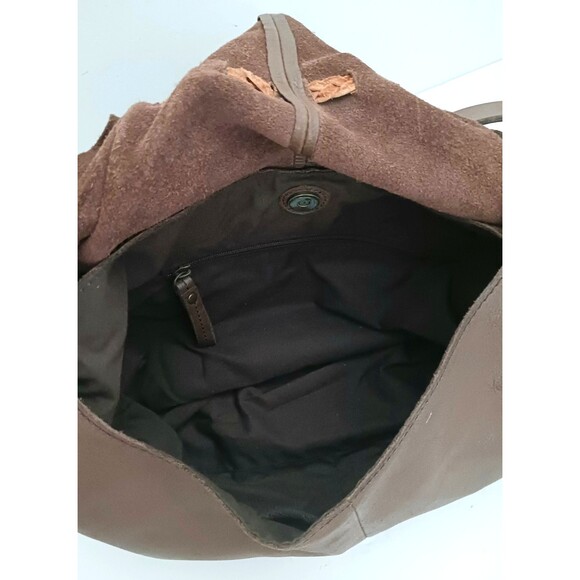 Lucky Brand Flap Hobo Brown Leather Hollywood & Vine Brass Feather Bag Charms - Picture 9 of 10